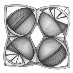 an artistic drawing of three ball shapes,an abstract drawing is seen in this hand - drawn image