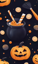 a pattern with jack o lanterns, pumpkins, and a jack o lanterns