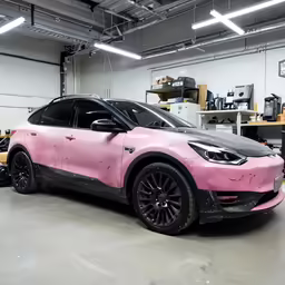 this is a car with some very pink paint