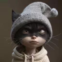 a doll is wearing a cat hat with an animal ear