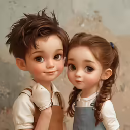 two dolls are close together on top of each other