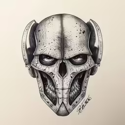an illustration of a skull in headphones