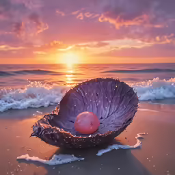 a shell on the sand at the beach