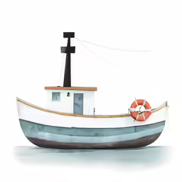 a picture of a boat in water with a lifeline on top