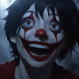 a close up of a man wearing clown makeup