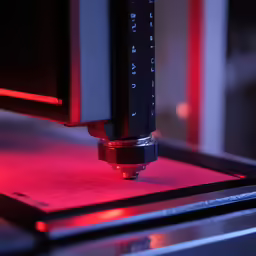 an image of red lights from a 3d printer