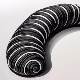 a black and white sculpture on a white table