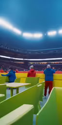 the people are standing in line to go inside of an auditorium