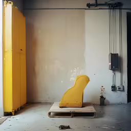 an unfinished room that has been painted yellow