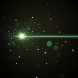 a green flash shines across a black background
