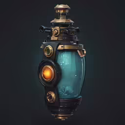 a lamp with a glowing light in the middle of it