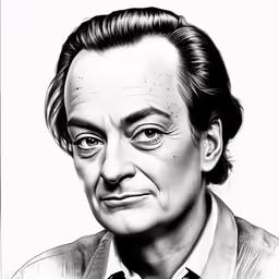 a black and white drawing of a man wearing a tie