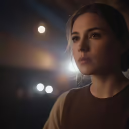 a close up of a woman with a blurry background