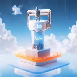 a man stands on top of a toilet