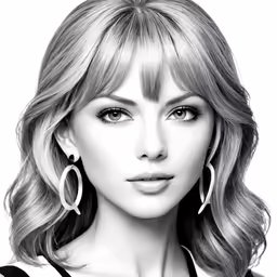 an artistic drawing of a woman with her hair curled in waves