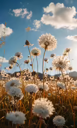 the flowers are growing all over the field