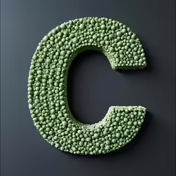 a green letter is sitting on a table