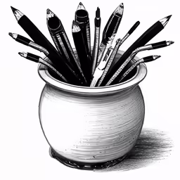 a pencil pot with several pencils in it