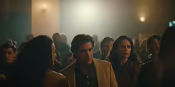 a man and a woman look on in the dark