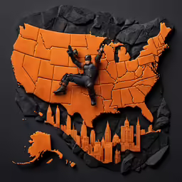 paper cut out of the usa with man on top