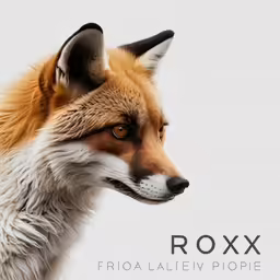 the head and shoulders of a fox with the words rox above it