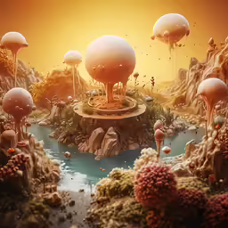 a computer graphic depicting an artistic and futuristic scenery