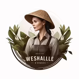a woman in a straw hat with leaves around her