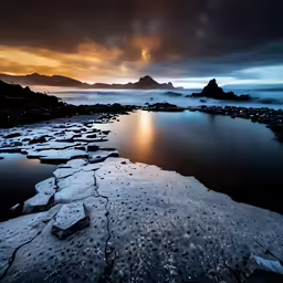 a large body of water surrounded by ice