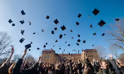 many graduates are tossing their caps in the air