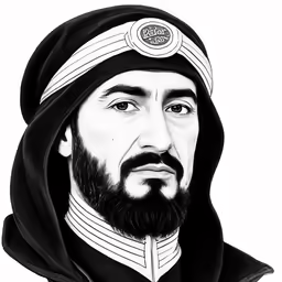 a drawing of an egyptian man with a long beard