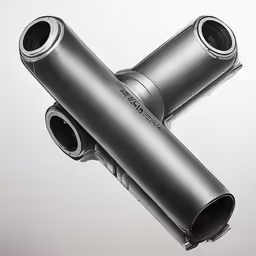 the two top of the pair of binoculars are black and silver