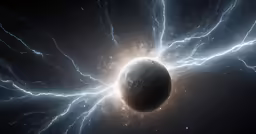 two lightnings are in front of an earth