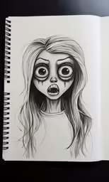 a book with a drawing of a girl crying