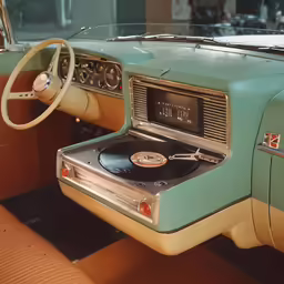 a view from inside the car shows the dashboard, stereo and dash board