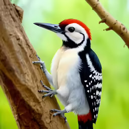 a woodpecker is on the branch of a tree