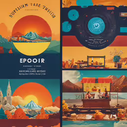 an animated picture of a landscape with mountains and hills,three different shots from epoor