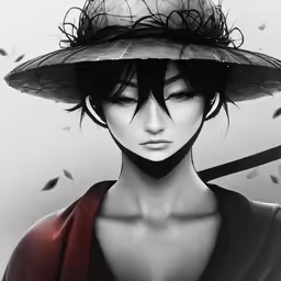 a girl with a hat is standing and looking at the camera