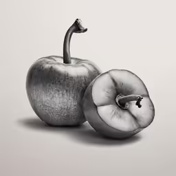 an apple drawing with the shape of a sliced apple