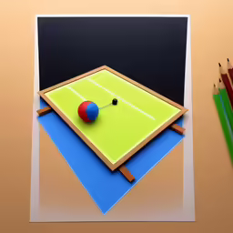 a drawing with a ball, tennis racket and other things to do