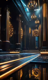 a room that has some sort of gold color