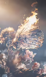 a fireball with its top lit up and blowing
