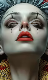 a woman with an elaborate, scary make up and hair