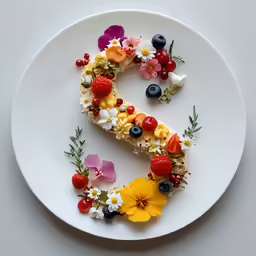 the letter q is made up of various fruits and flowers