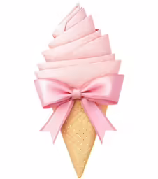 a pink ice cream cone with polka dots and pink bow