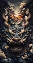 the artwork for a poster of a demon, by japanese artist