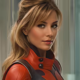 the beautiful girl in an orange uniform