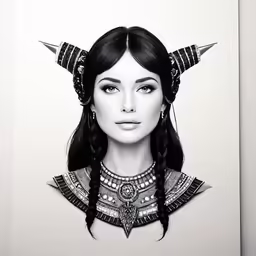 an illustrated photo of a woman with horns