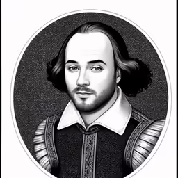the image of shakespeare, in black and white
