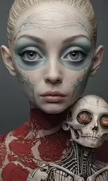 a woman in skeleton make up posing for a photo