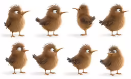 some furry birds are looking different ways